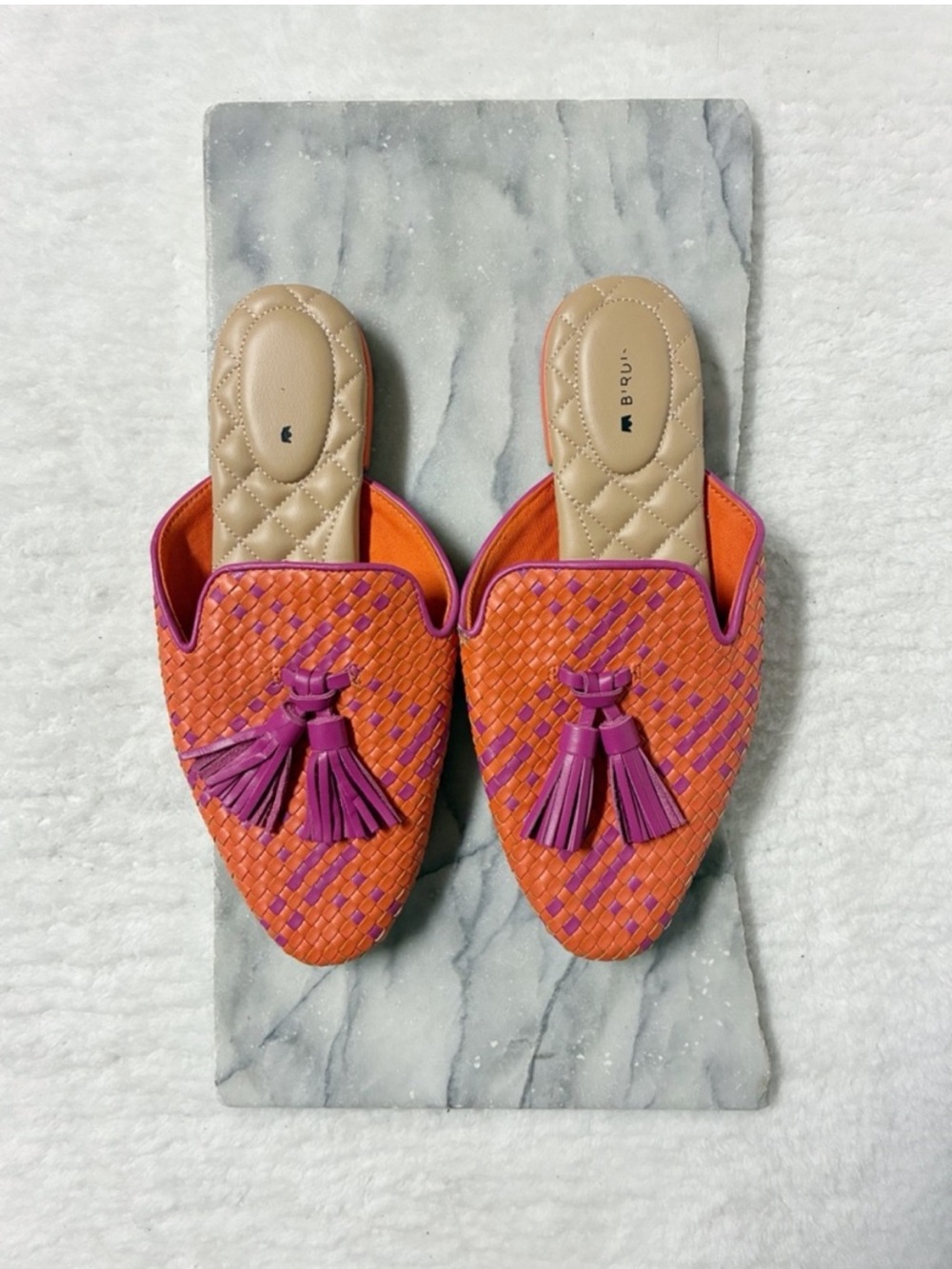 Birdies Phoebe Woven Mule Shoes Size 8 Orange Pink Sangria